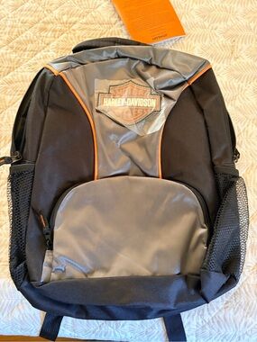 Harley-Davidson Black Gray Backpack with Orange Piping